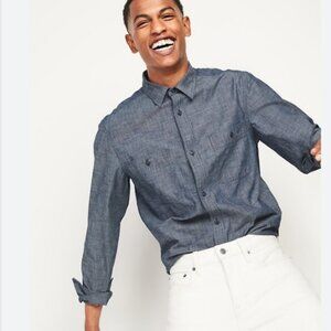 BANANA REPUBLIC Chambray Men's Button Down Shirt Size M 15-15 1/2